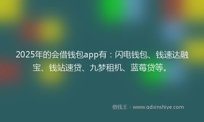 2025年的会借钱包app有：闪电钱包、钱速达融宝、钱站速贷、九梦租机、蓝莓贷等。
