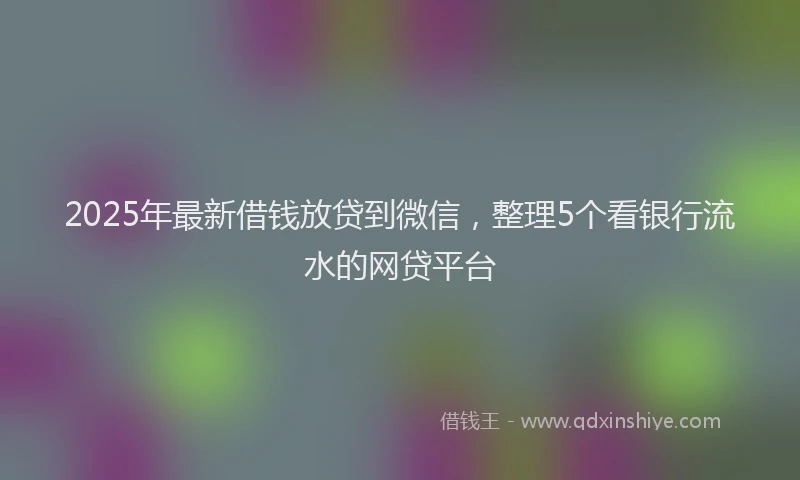 2025年最新借钱放贷到微信，整理5个看银行流水的网贷平台