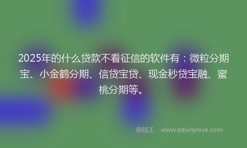 2025年的什么贷款不看征信的软件有：微粒分期宝、小金鹤分期、信贷宝贷、现金秒贷宝融、蜜桃分期等。
