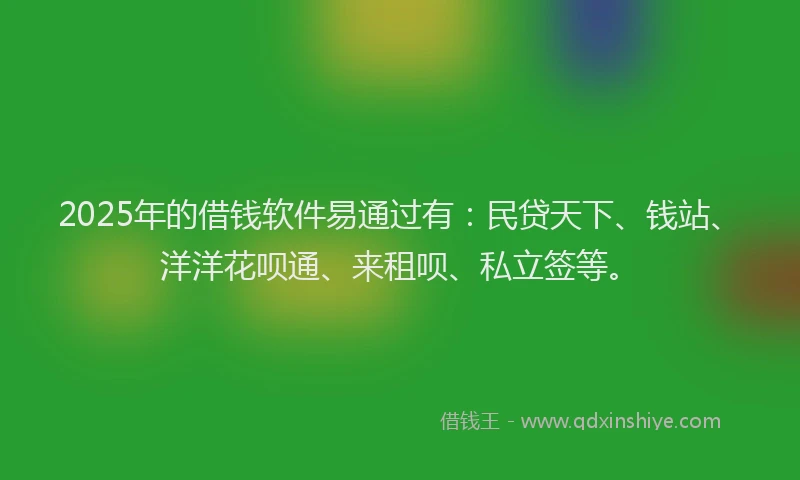 2025年的借钱软件易通过有：民贷天下、钱站、洋洋花呗通、来租呗、私立签等。