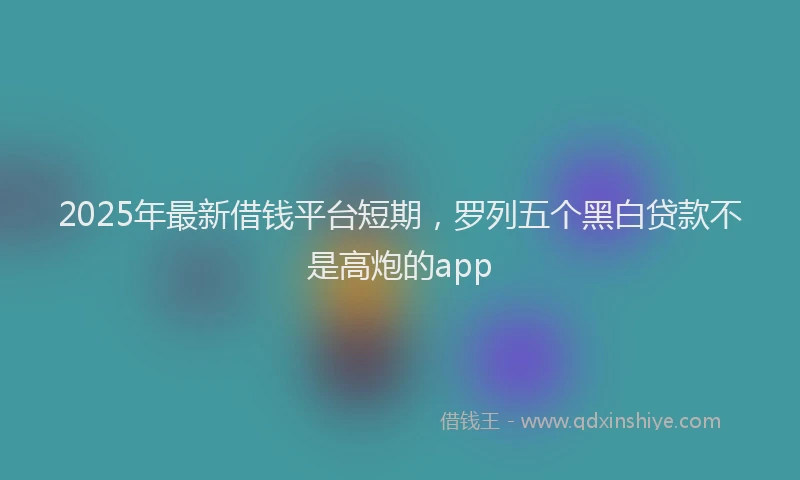 2025年最新借钱平台短期，罗列五个黑白贷款不是高炮的app