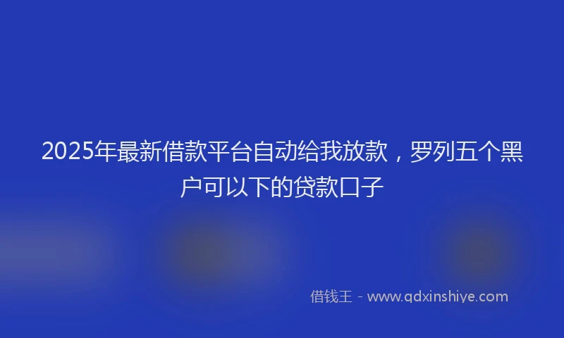 2025年最新借款平台自动给我放款，罗列五个黑户可以下的贷款口子
