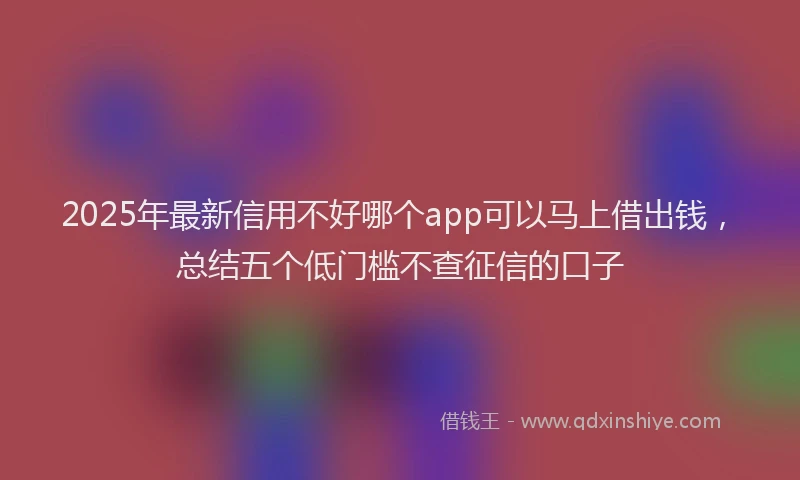2025年最新信用不好哪个app可以马上借出钱，总结五个低门槛不查征信的口子