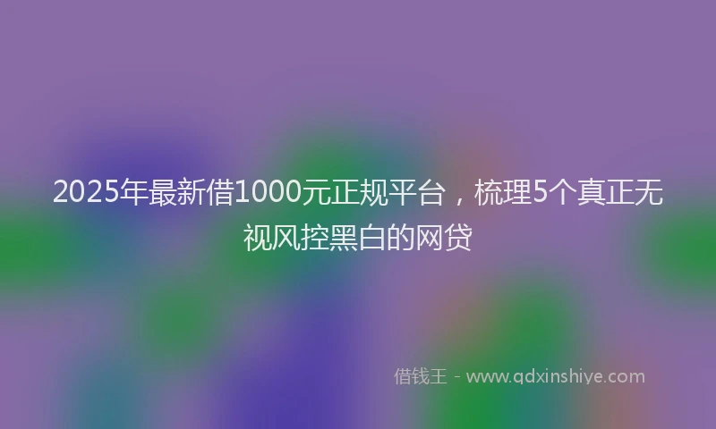 2025年最新借1000元正规平台，梳理5个真正无视风控黑白的网贷