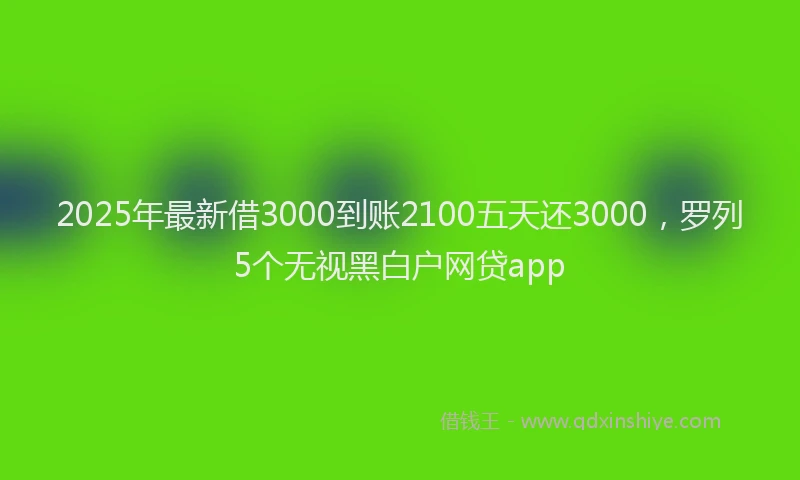 2025年最新借3000到账2100五天还3000，罗列5个无视黑白户网贷app