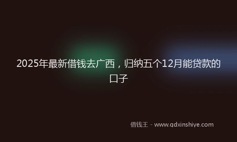 2025年最新借钱去广西，归纳五个12月能贷款的口子