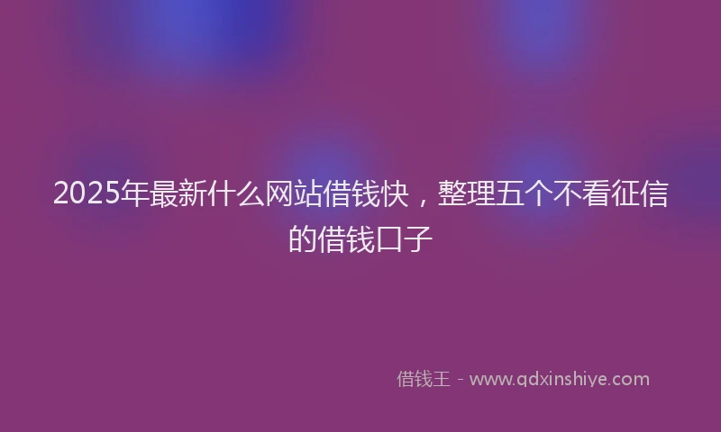 2025年最新什么网站借钱快，整理五个不看征信的借钱口子