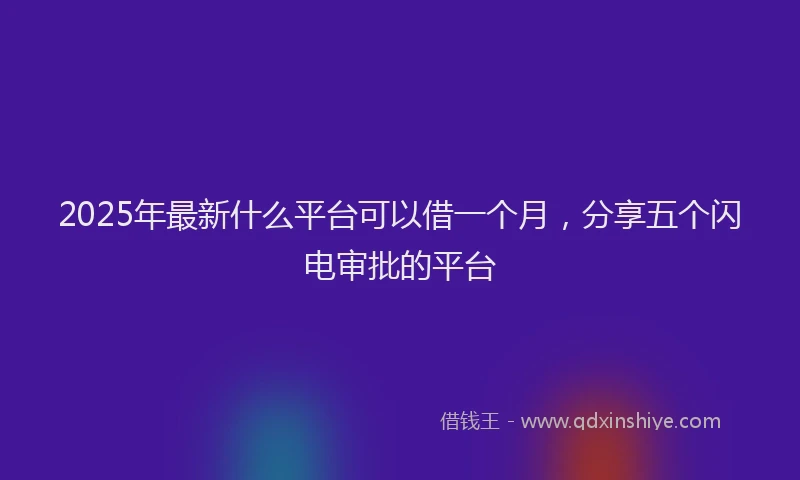 2025年最新什么平台可以借一个月，分享五个闪电审批的平台