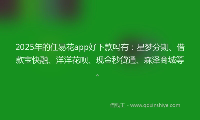 2025年的任易花app好下款吗有：星梦分期、借款宝快融、洋洋花呗、现金秒贷通、森泽商城等。