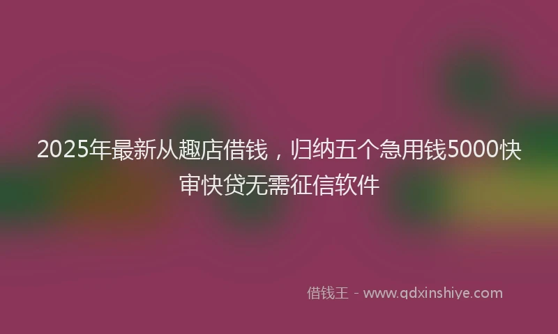 2025年最新从趣店借钱，归纳五个急用钱5000快审快贷无需征信软件