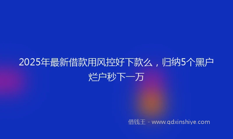 2025年最新借款用风控好下款么，归纳5个黑户烂户秒下一万