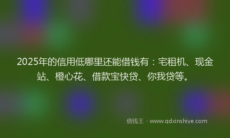 2025年的信用低哪里还能借钱有：宅租机、现金站、橙心花、借款宝快贷、你我贷等。