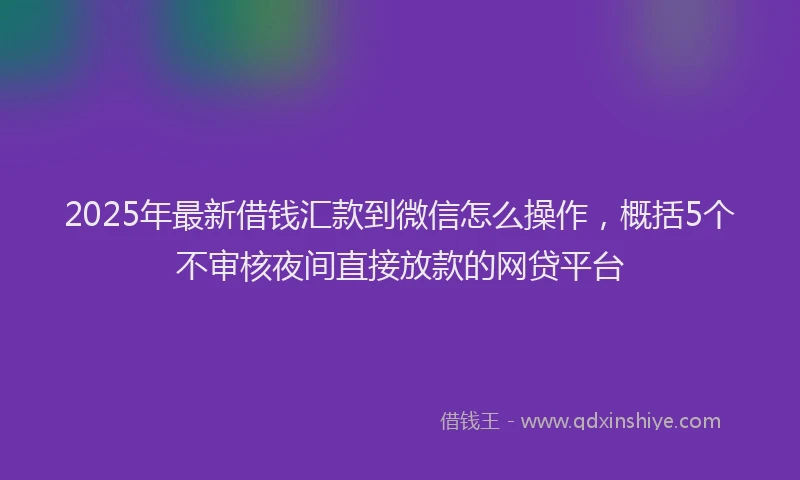 2025年最新借钱汇款到微信怎么操作，概括5个不审核夜间直接放款的网贷平台