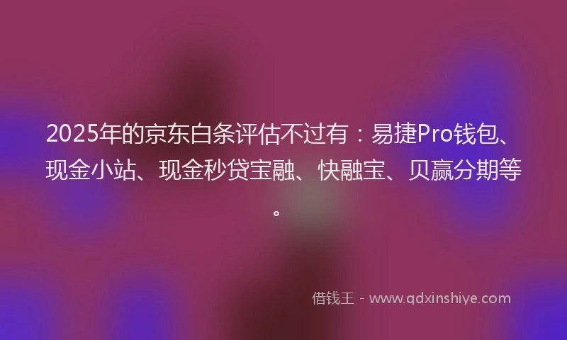 2025年的京东白条评估不过有：易捷Pro钱包、现金小站、现金秒贷宝融、快融宝、贝赢分期等。