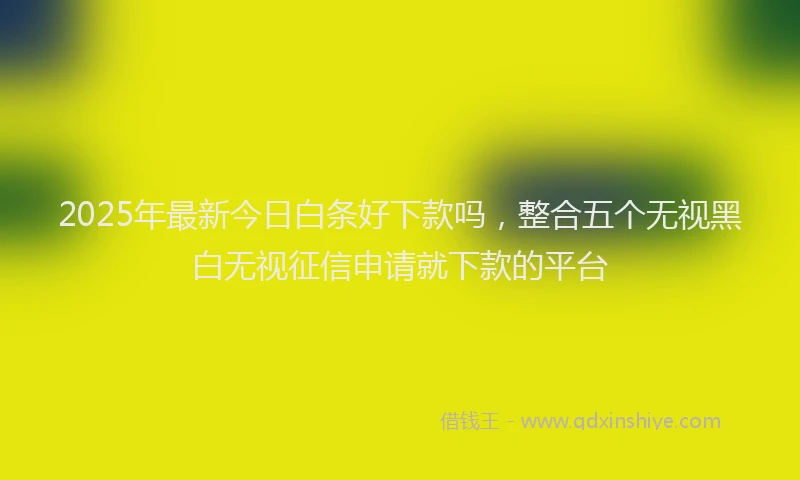 2025年最新今日白条好下款吗，整合五个无视黑白无视征信申请就下款的平台