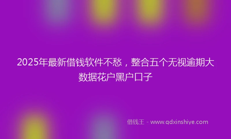 2025年最新借钱软件不愁，整合五个无视逾期大数据花户黑户口子