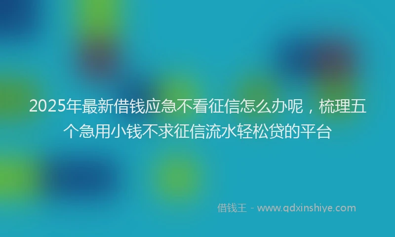 2025年最新借钱应急不看征信怎么办呢，梳理五个急用小钱不求征信流水轻松贷的平台