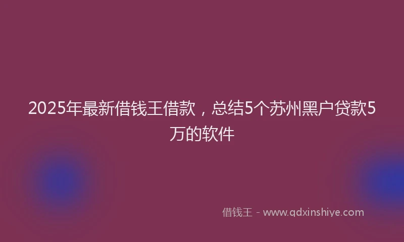 2025年最新借钱王借款，总结5个苏州黑户贷款5万的软件