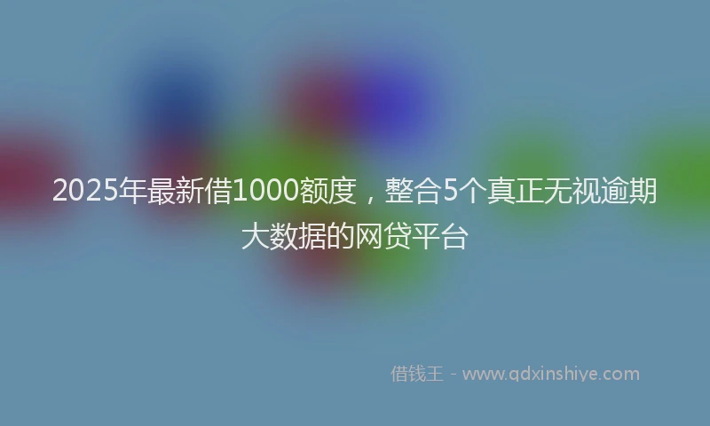 2025年最新借1000额度，整合5个真正无视逾期大数据的网贷平台