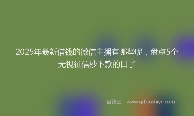 2025年最新借钱的微信主播有哪些呢，盘点5个无视征信秒下款的口子