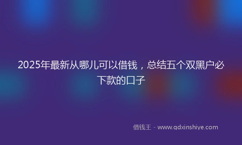 2025年最新从哪儿可以借钱，总结五个双黑户必下款的口子