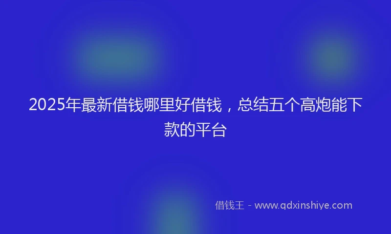 2025年最新借钱哪里好借钱，总结五个高炮能下款的平台