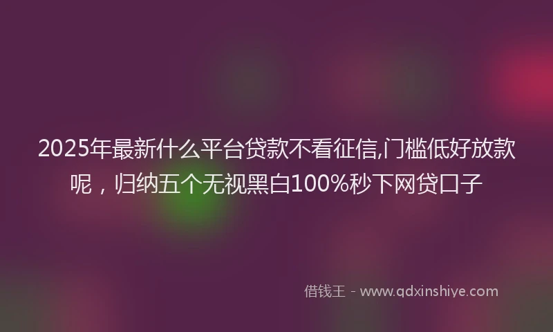 2025年最新什么平台贷款不看征信,门槛低好放款呢，归纳五个无视黑白100%秒下网贷口子