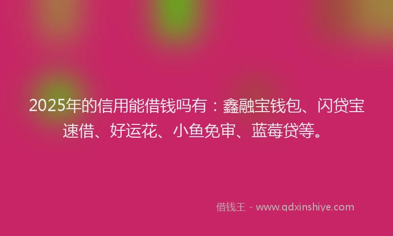 2025年的信用能借钱吗有：鑫融宝钱包、闪贷宝速借、好运花、小鱼免审、蓝莓贷等。