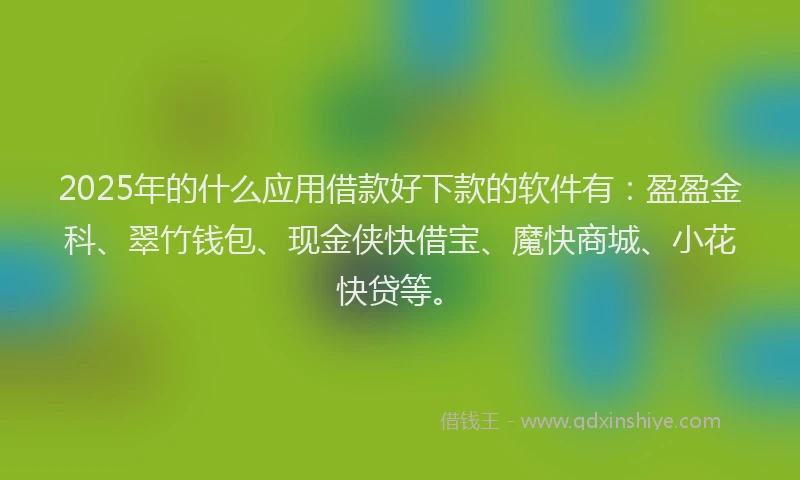2025年的什么应用借款好下款的软件有：盈盈金科、翠竹钱包、现金侠快借宝、魔快商城、小花快贷等。