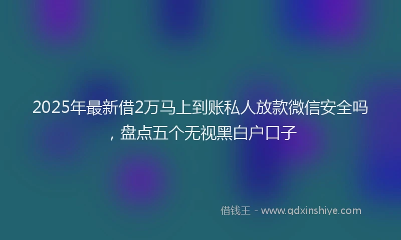 2025年最新借2万马上到账私人放款微信安全吗，盘点五个无视黑白户口子