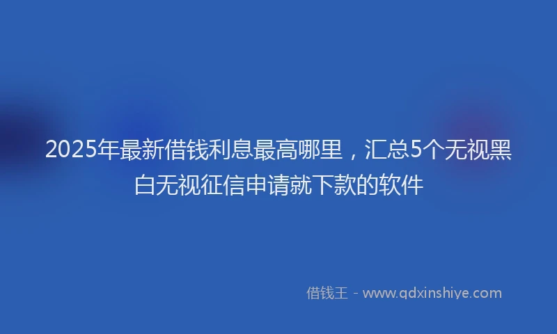 2025年最新借钱利息最高哪里，汇总5个无视黑白无视征信申请就下款的软件