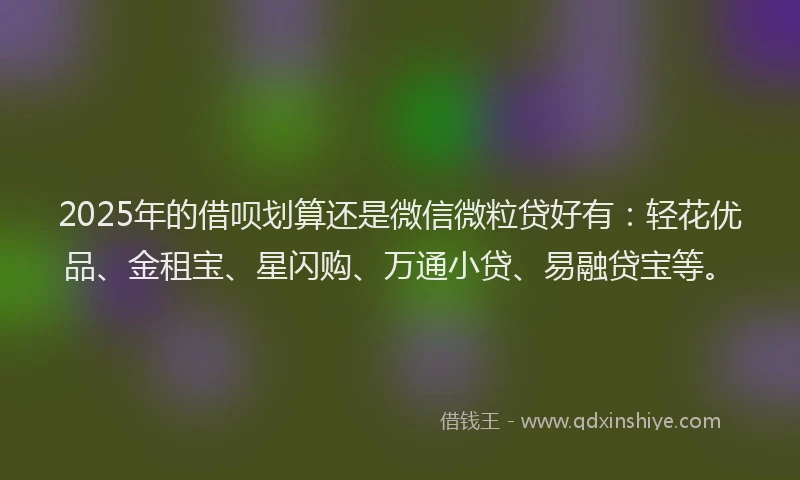 2025年的借呗划算还是微信微粒贷好有：轻花优品、金租宝、星闪购、万通小贷、易融贷宝等。