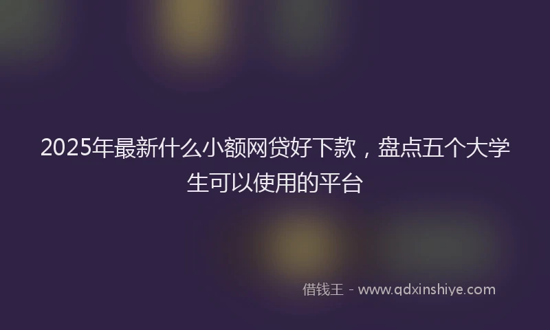2025年最新什么小额网贷好下款，盘点五个大学生可以使用的平台