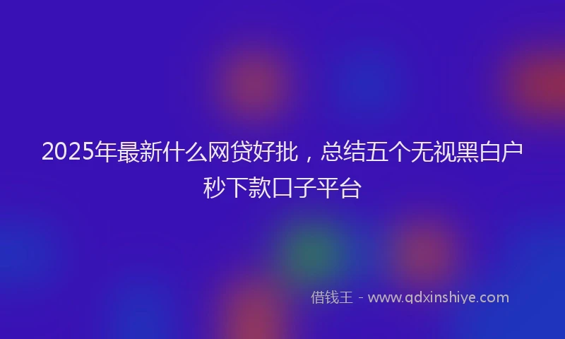 2025年最新什么网贷好批，总结五个无视黑白户秒下款口子平台