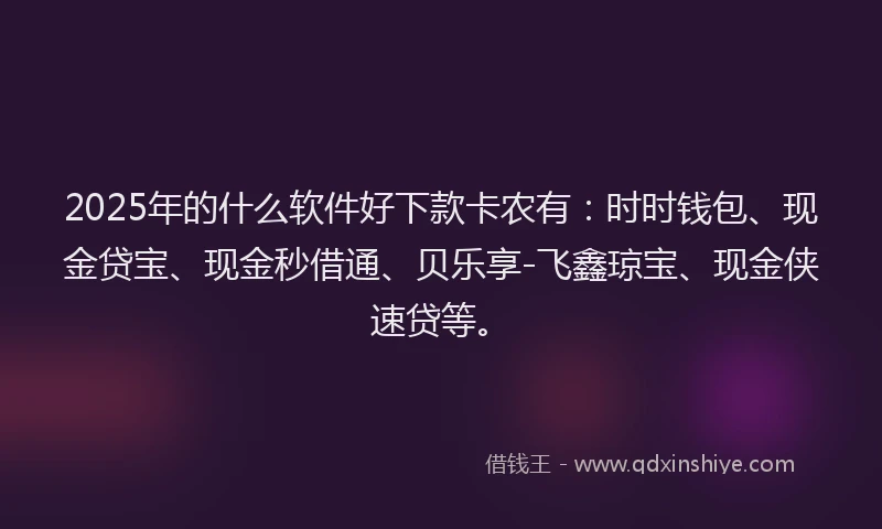 2025年的什么软件好下款卡农有：时时钱包、现金贷宝、现金秒借通、贝乐享-飞鑫琼宝、现金侠速贷等。