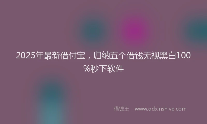 2025年最新借付宝，归纳五个借钱无视黑白100%秒下软件