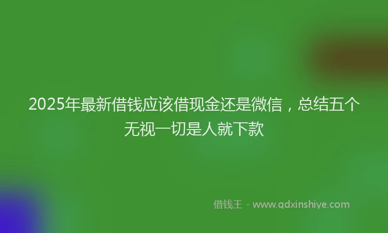 2025年最新借钱应该借现金还是微信，总结五个无视一切是人就下款