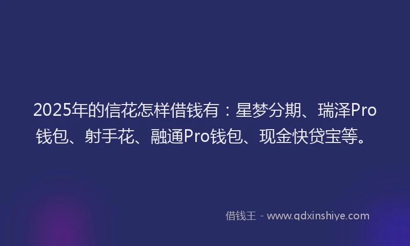 2025年的信花怎样借钱有：星梦分期、瑞泽Pro钱包、射手花、融通Pro钱包、现金快贷宝等。