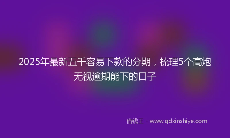 2025年最新五千容易下款的分期，梳理5个高炮无视逾期能下的口子