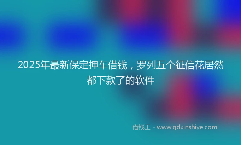 2025年最新保定押车借钱，罗列五个征信花居然都下款了的软件