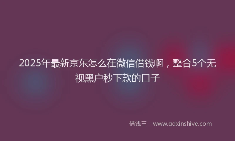 2025年最新京东怎么在微信借钱啊，整合5个无视黑户秒下款的口子
