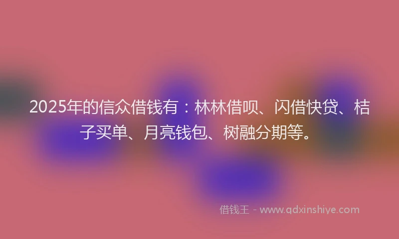 2025年的信众借钱有：林林借呗、闪借快贷、桔子买单、月亮钱包、树融分期等。