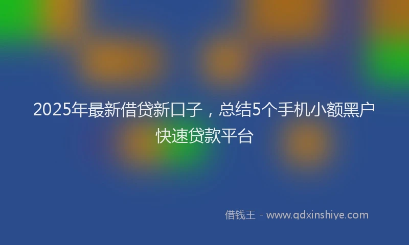 2025年最新借贷新口子，总结5个手机小额黑户快速贷款平台