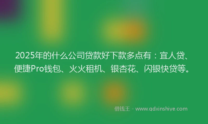 2025年的什么公司贷款好下款多点有：宜人贷、便捷Pro钱包、火火租机、银杏花、闪银快贷等。