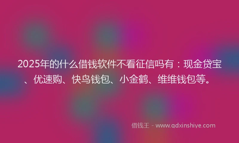 2025年的什么借钱软件不看征信吗有：现金贷宝、优速购、快鸟钱包、小金鹤、维维钱包等。