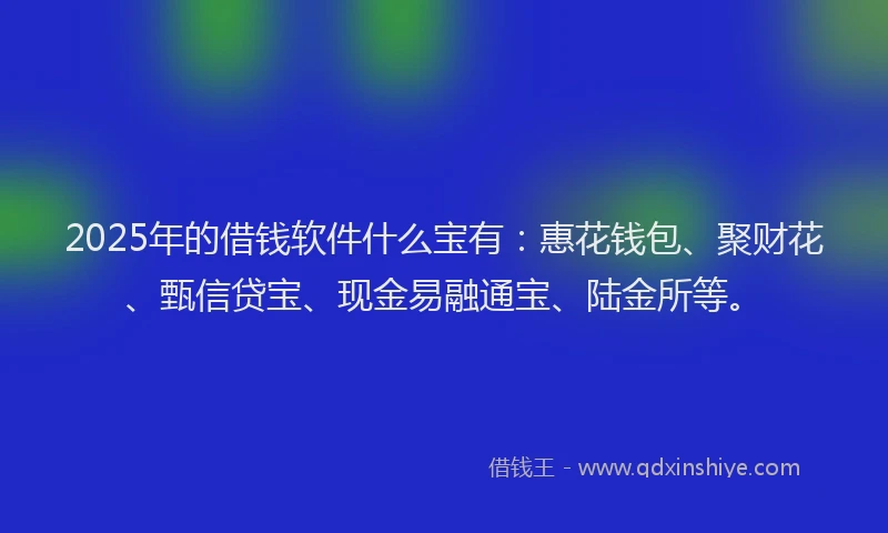 2025年的借钱软件什么宝有：惠花钱包、聚财花、甄信贷宝、现金易融通宝、陆金所等。