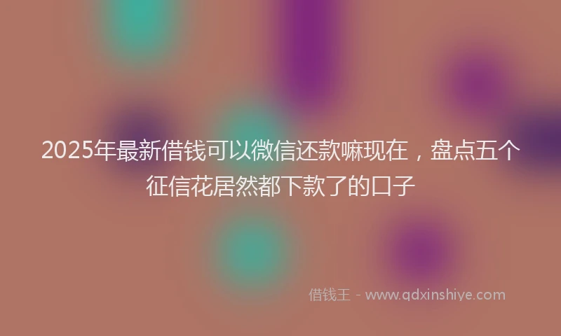 2025年最新借钱可以微信还款嘛现在，盘点五个征信花居然都下款了的口子