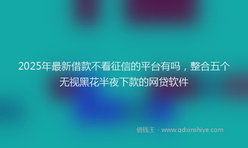 2025年最新借款不看征信的平台有吗，整合五个无视黑花半夜下款的网贷软件