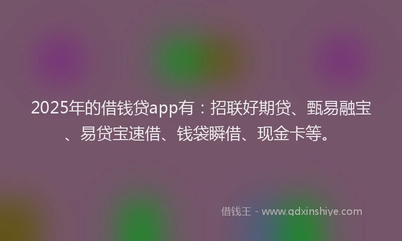 2025年的借钱贷app有：招联好期贷、甄易融宝、易贷宝速借、钱袋瞬借、现金卡等。