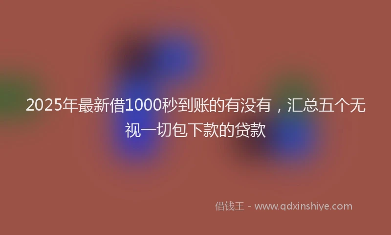2025年最新借1000秒到账的有没有，汇总五个无视一切包下款的贷款